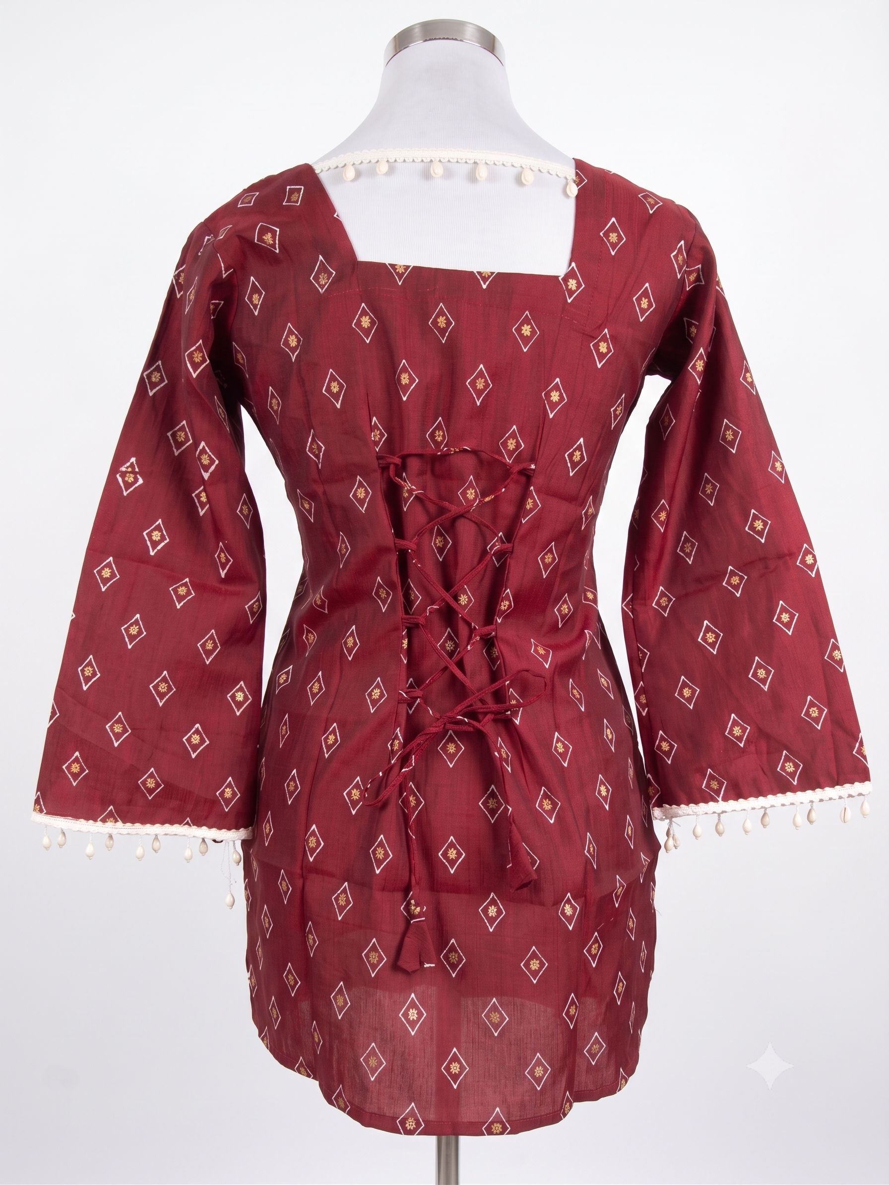 Crimson Diamond Print Short Kurti