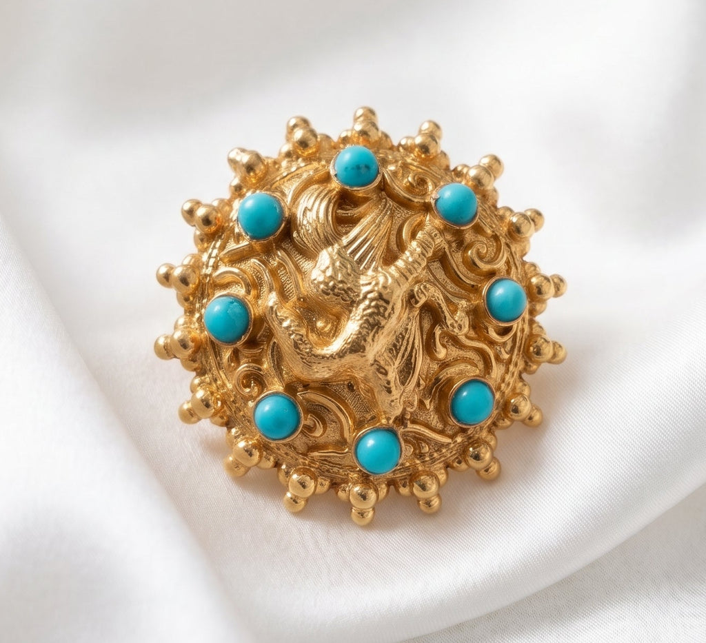 Gold Medallion Brooch