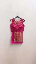 Magenta Pink Banarasi Silk Saree Set