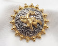 Traditional Gold & Silver Embossed Phoenix Brooch