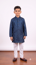 Textured Sapphire Blue Kurta Set