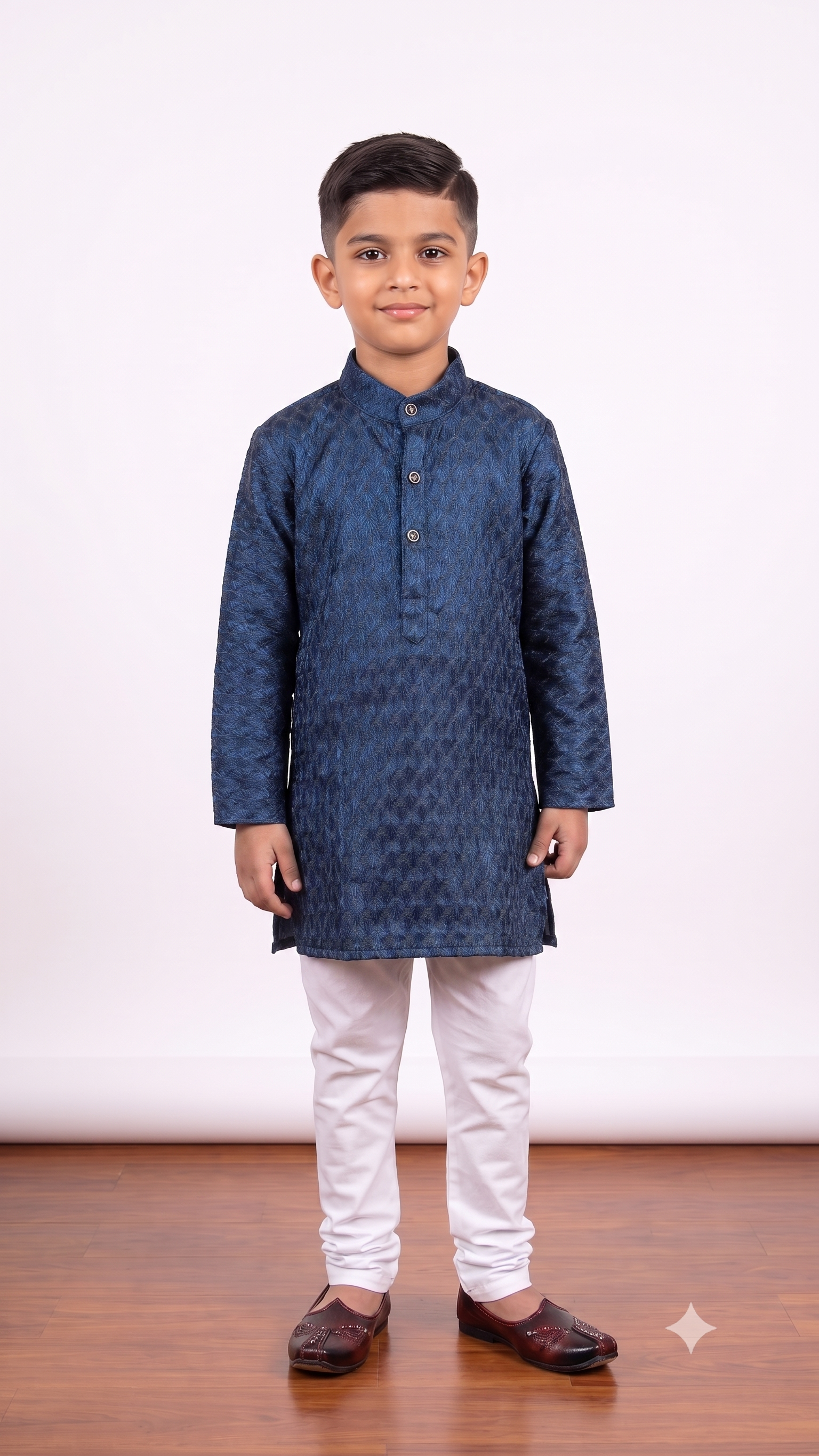 Textured Sapphire Blue Kurta Set