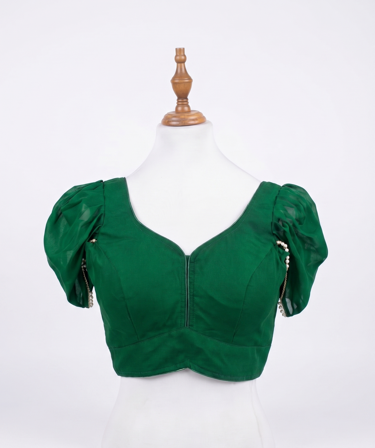 Festive Organza Puff-Sleeve Blouse