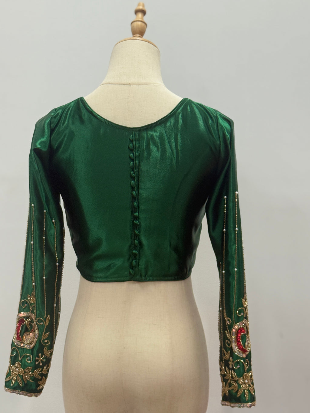 Royal Peacock Embroidered Silk Blouse