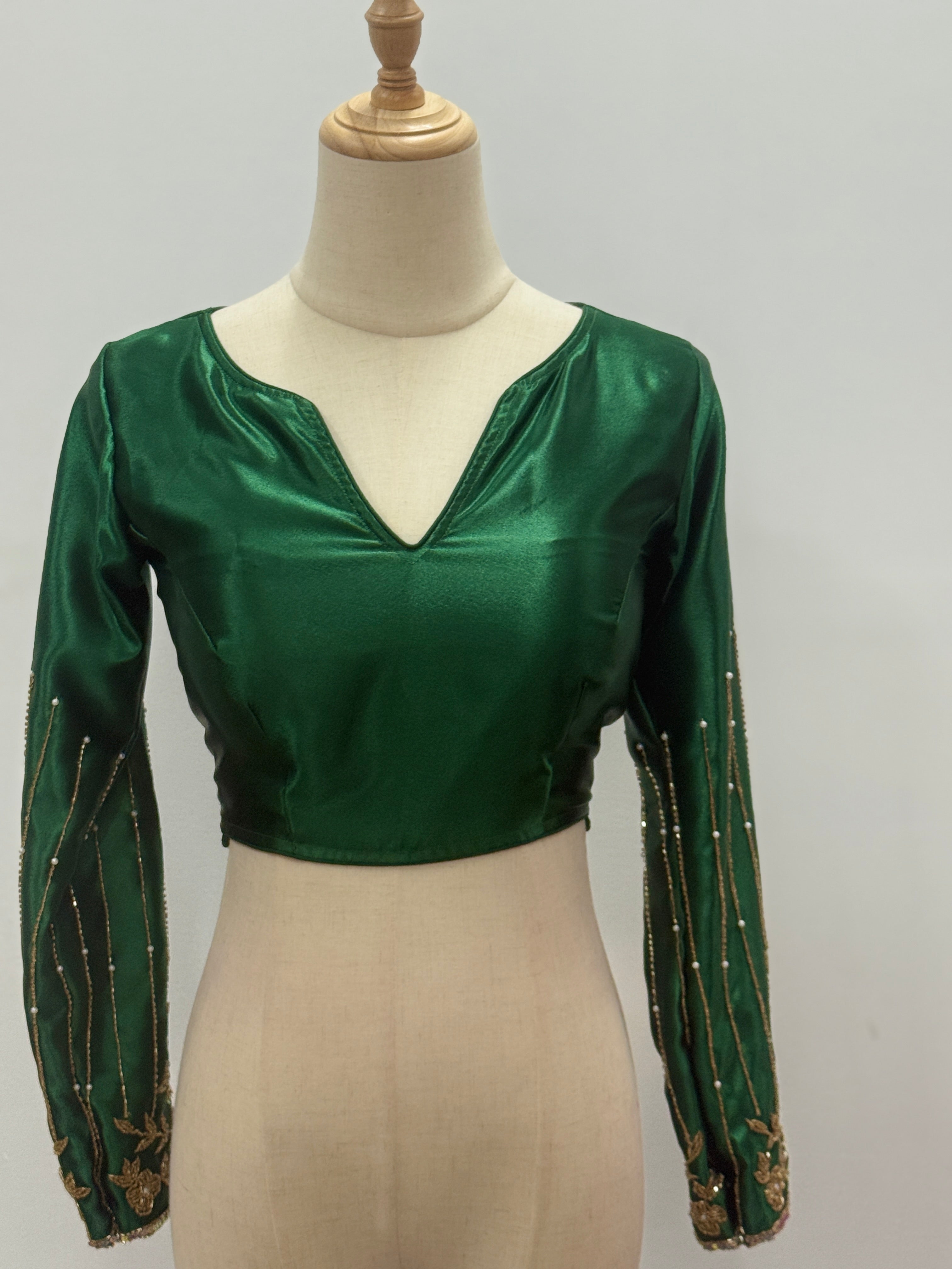 Royal Peacock Embroidered Silk Blouse