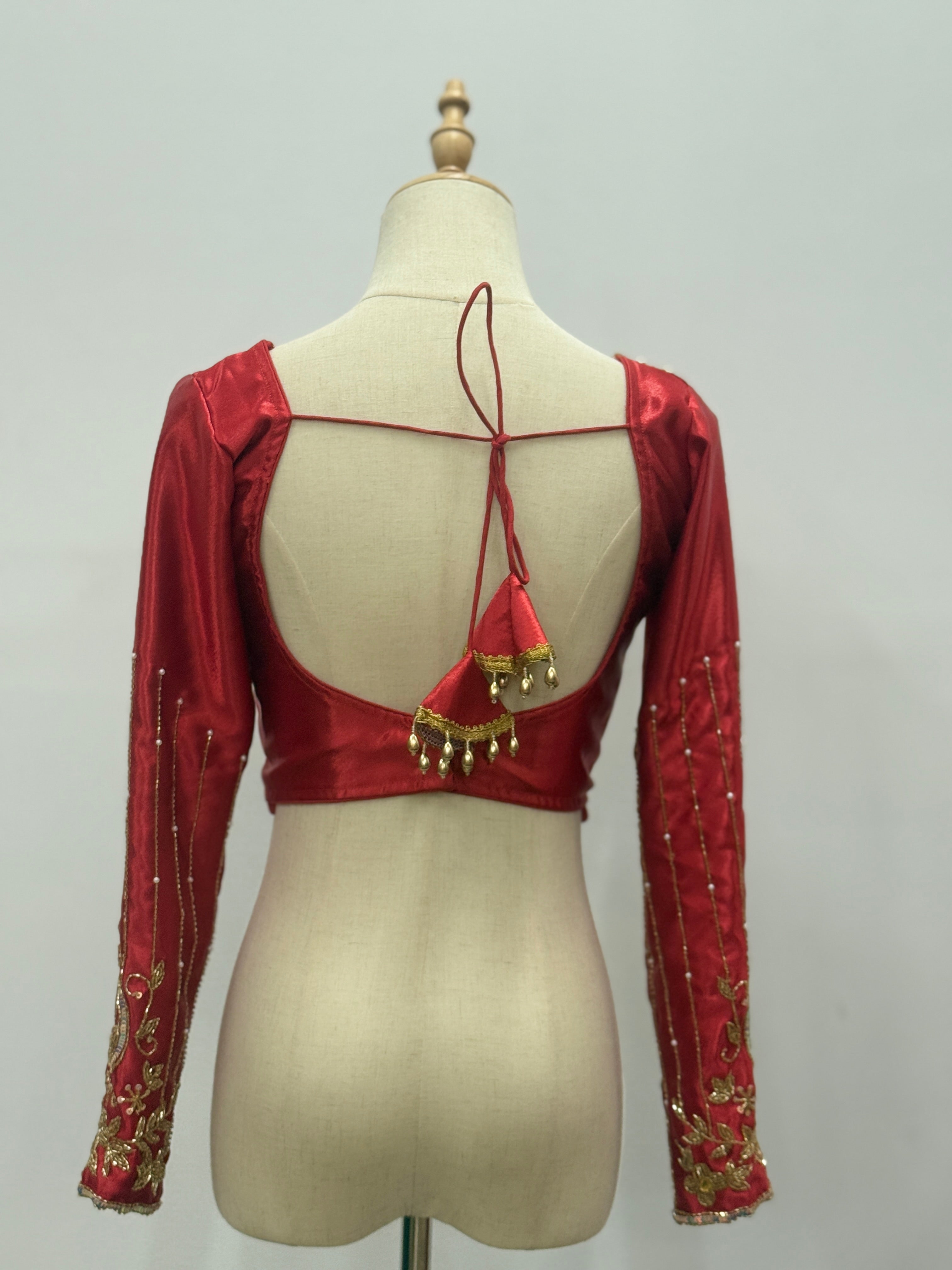 Radiant Peacock Embroidered Silk Blouse