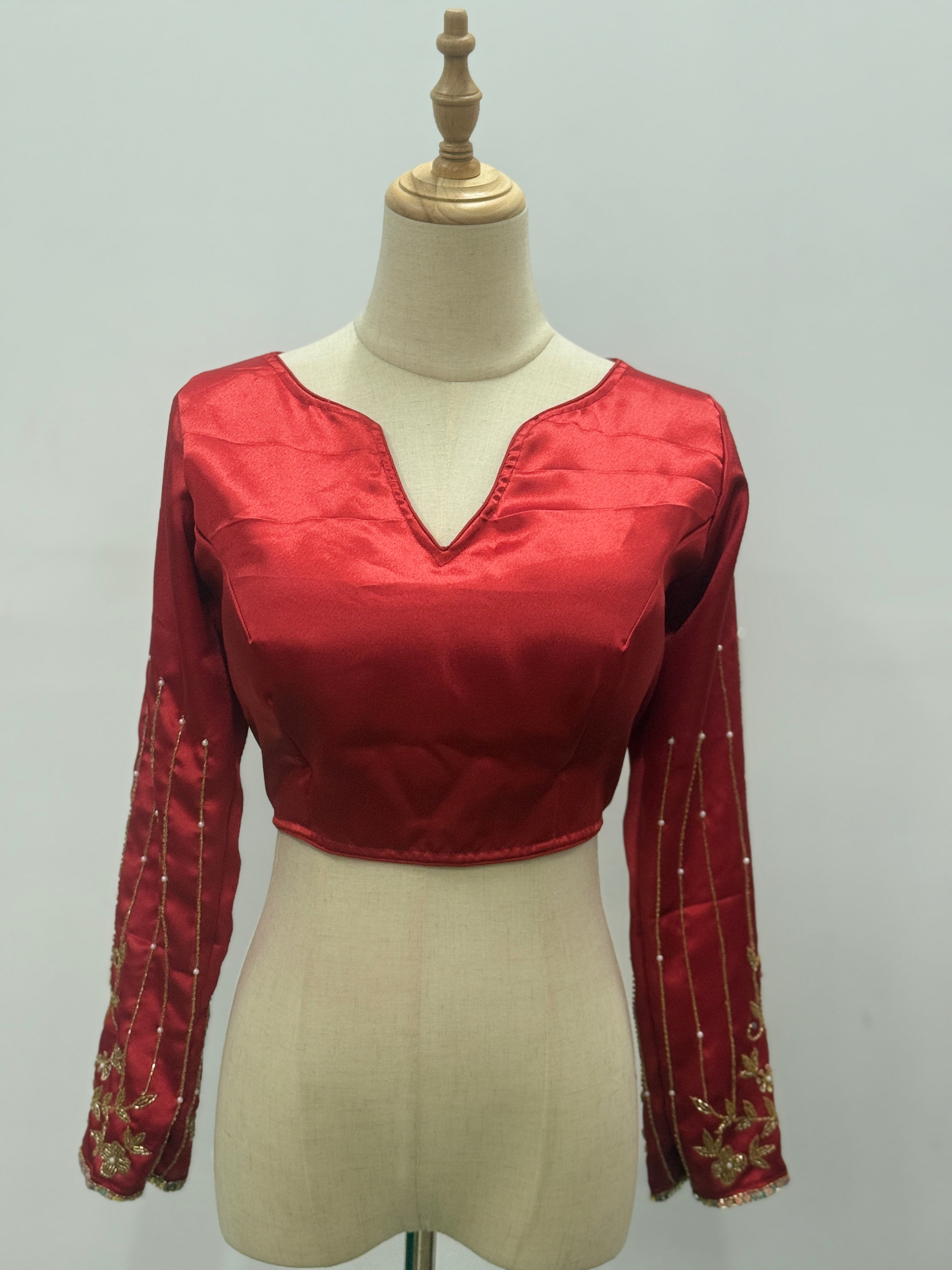 Royal Peacock Embroidered Silk Blouse