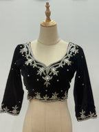 Heavily Embroidered Velvet Sweetheart Blouse