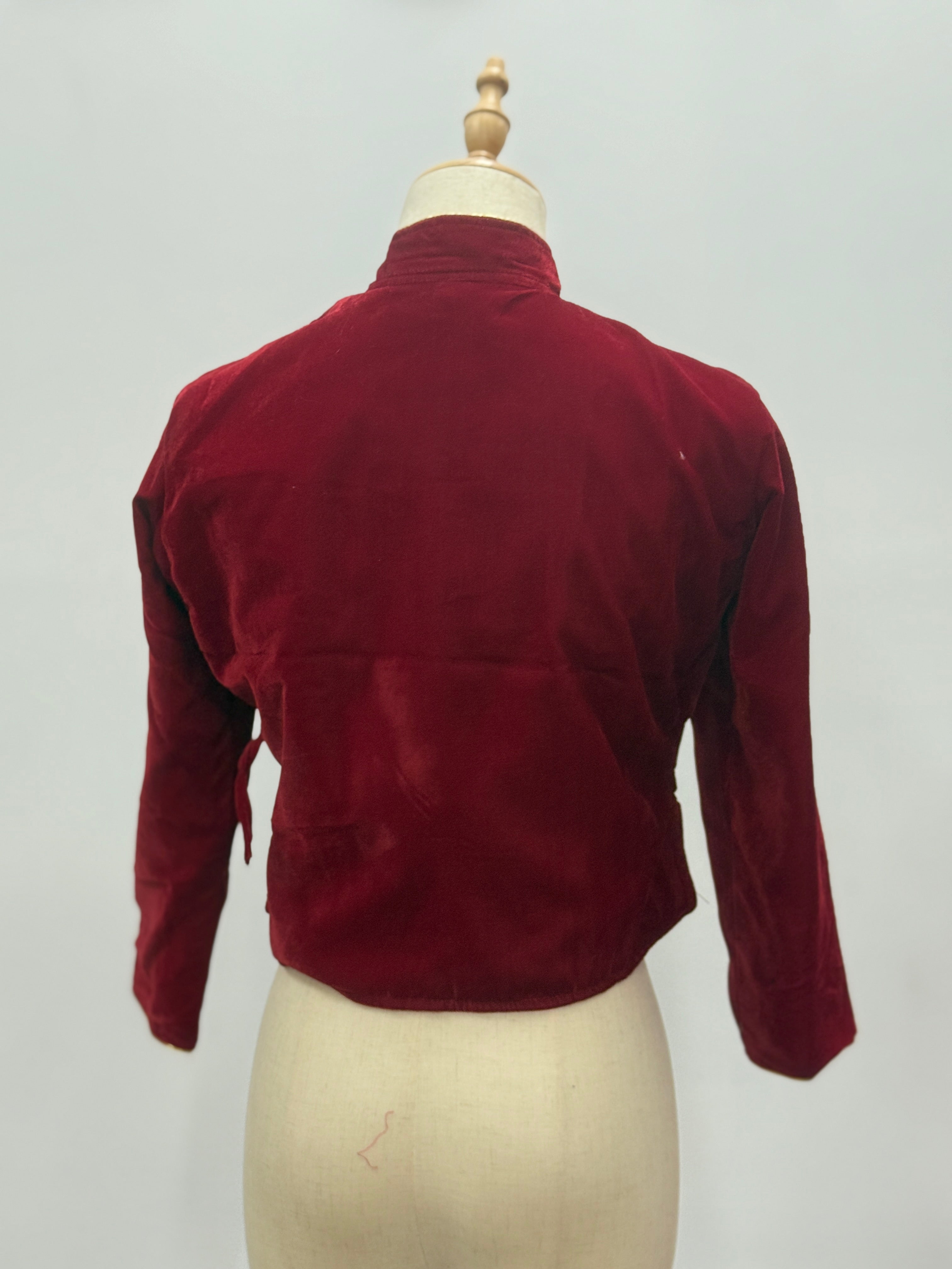 Gold-Trimmed Velvet Chaubandi Cholo