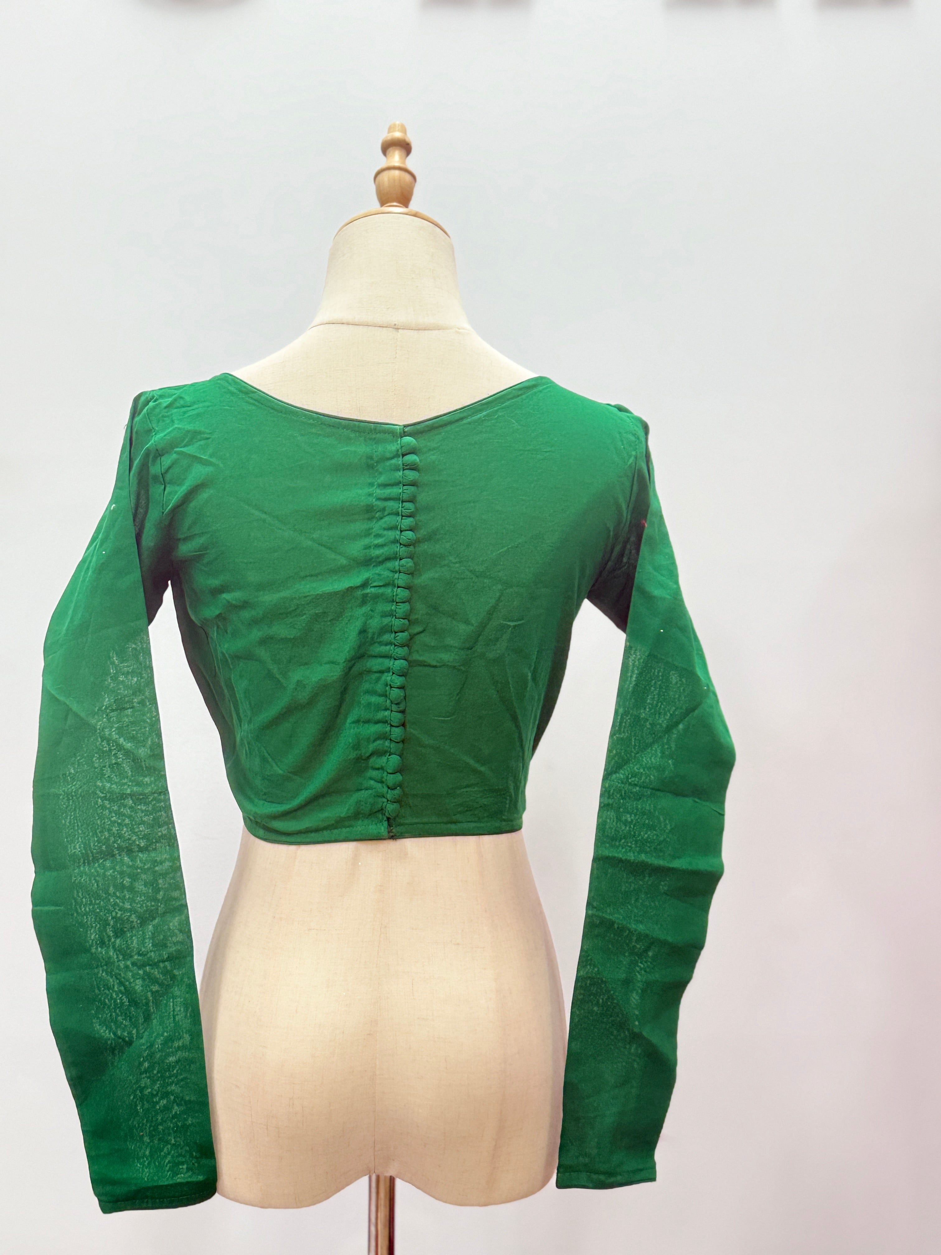 Essential Cotton Boat Neck Blouse with Fabric-Button Back