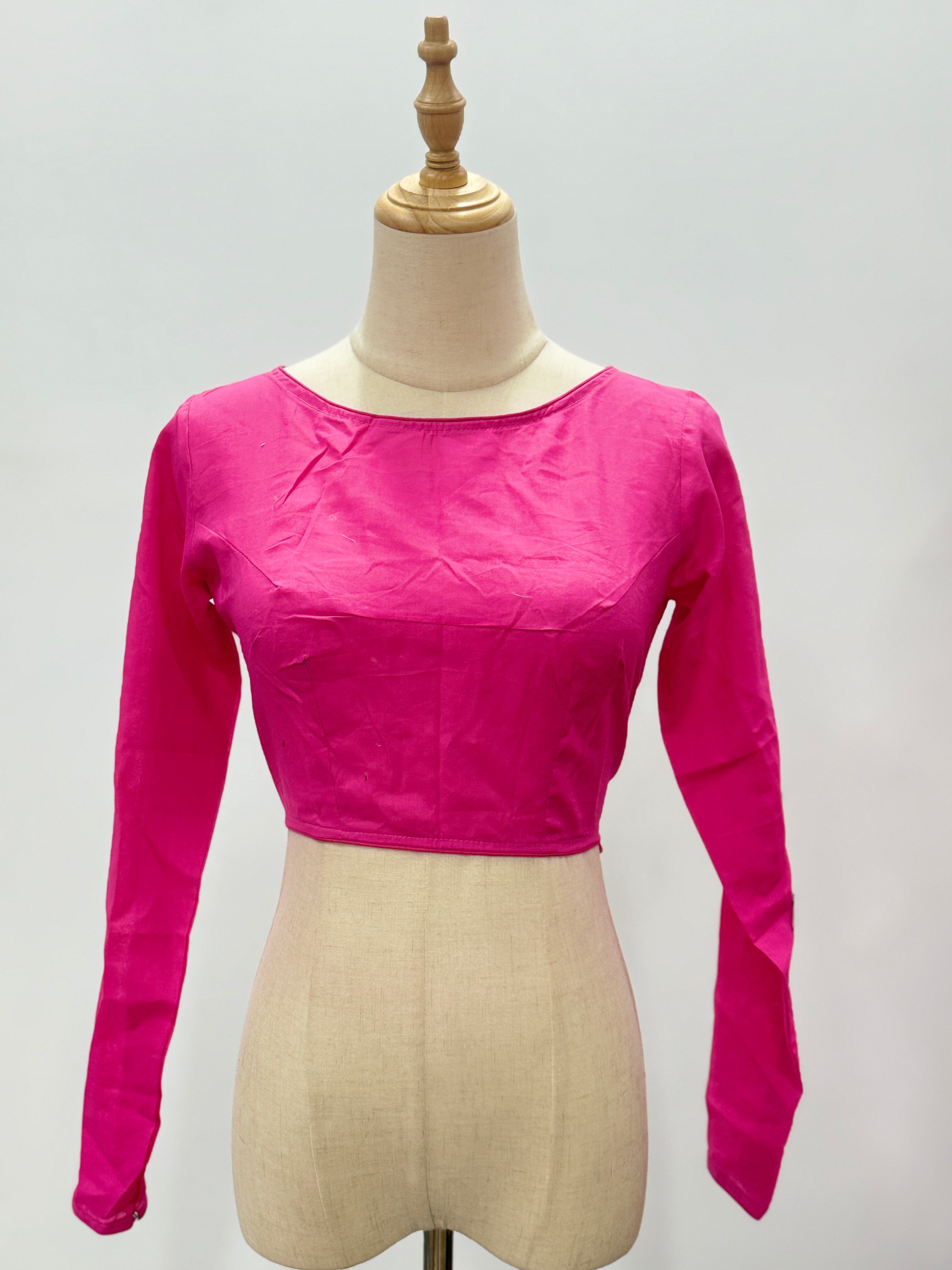 Essential Cotton Boat Neck Blouse with Fabric-Button Back