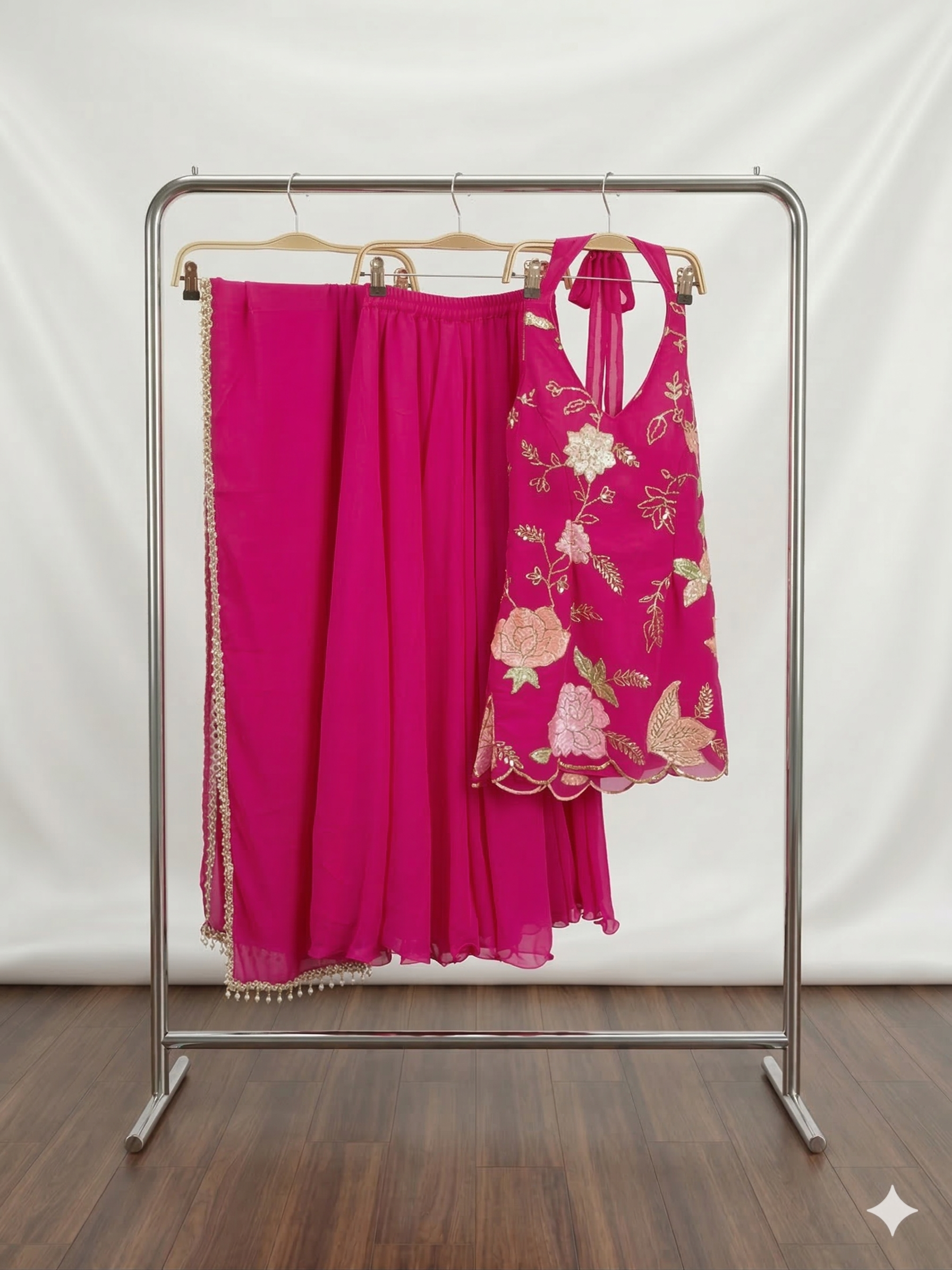 Magenta Bloom Embroidered Sharara Set