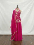 Magenta Bloom Embroidered Sharara Set
