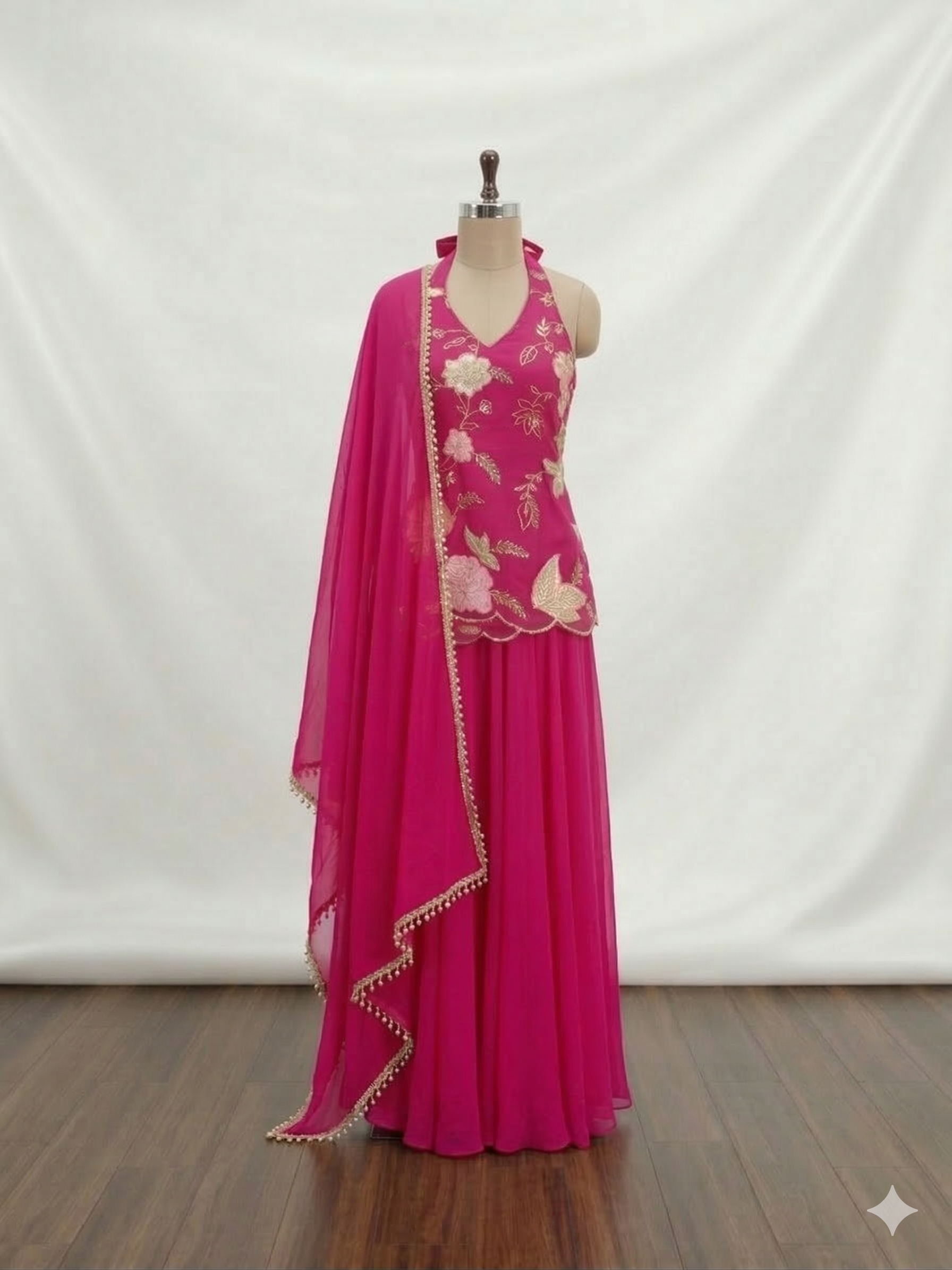 Magenta Bloom Embroidered Sharara Set