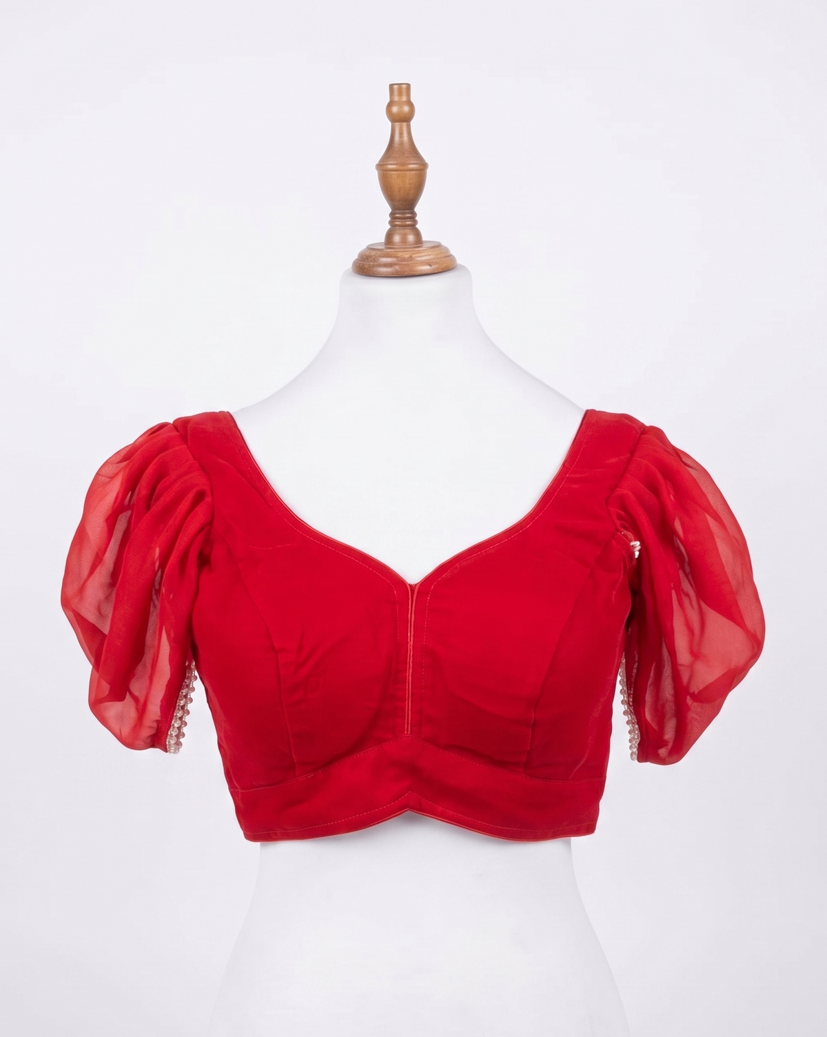 Festive Organza Puff-Sleeve Blouse