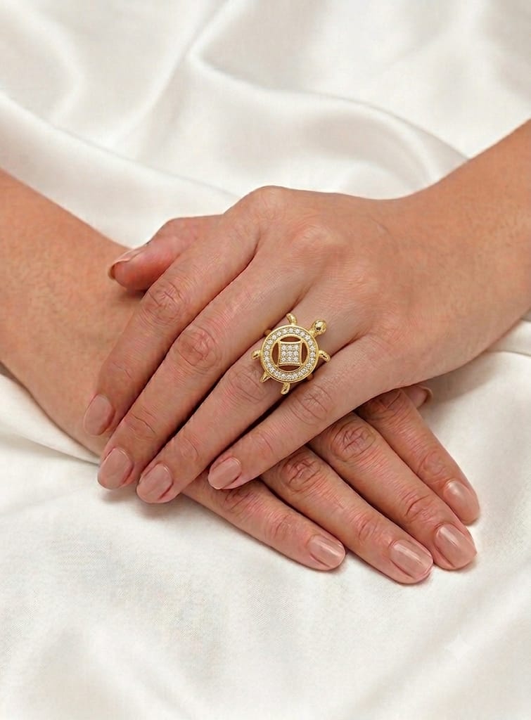 Embellished Gold Tortoise Ring