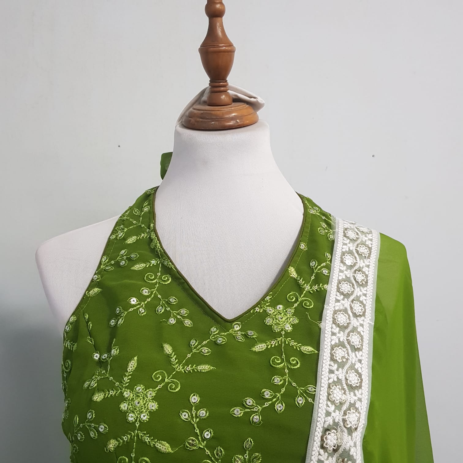 Halter-Neck Embroidered Peplum Sharara Set