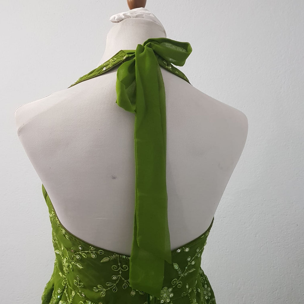 Halter-Neck Embroidered Peplum Sharara Set