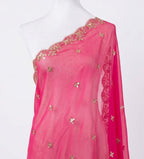 Sequin Embroidered Organza Shawl with Pearl Trim