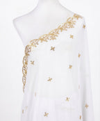 Sequin Embroidered Organza Shawl with Pearl Trim
