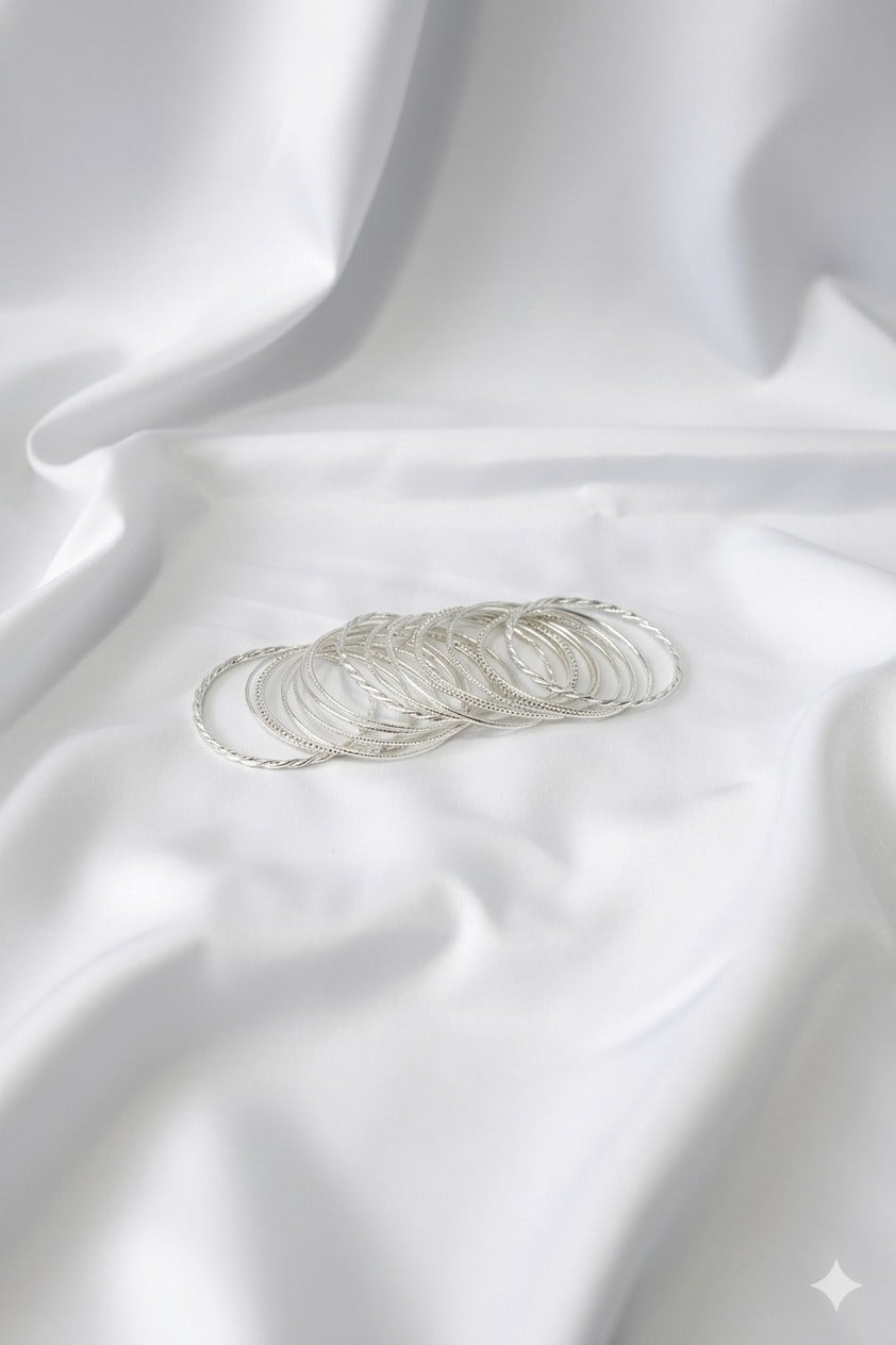 Kid's Silver Twisted Bangle Set